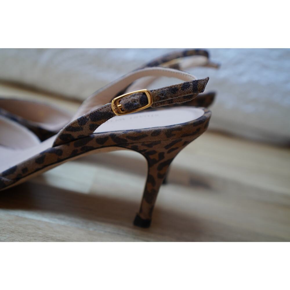 Stuart Weitzman Leopard Print Suede Slingbacks Pu… - image 6
